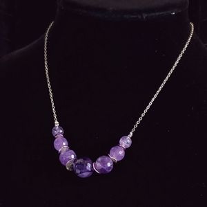 925 Chan Luu Agate Purple Stone Bead Necklace Modern